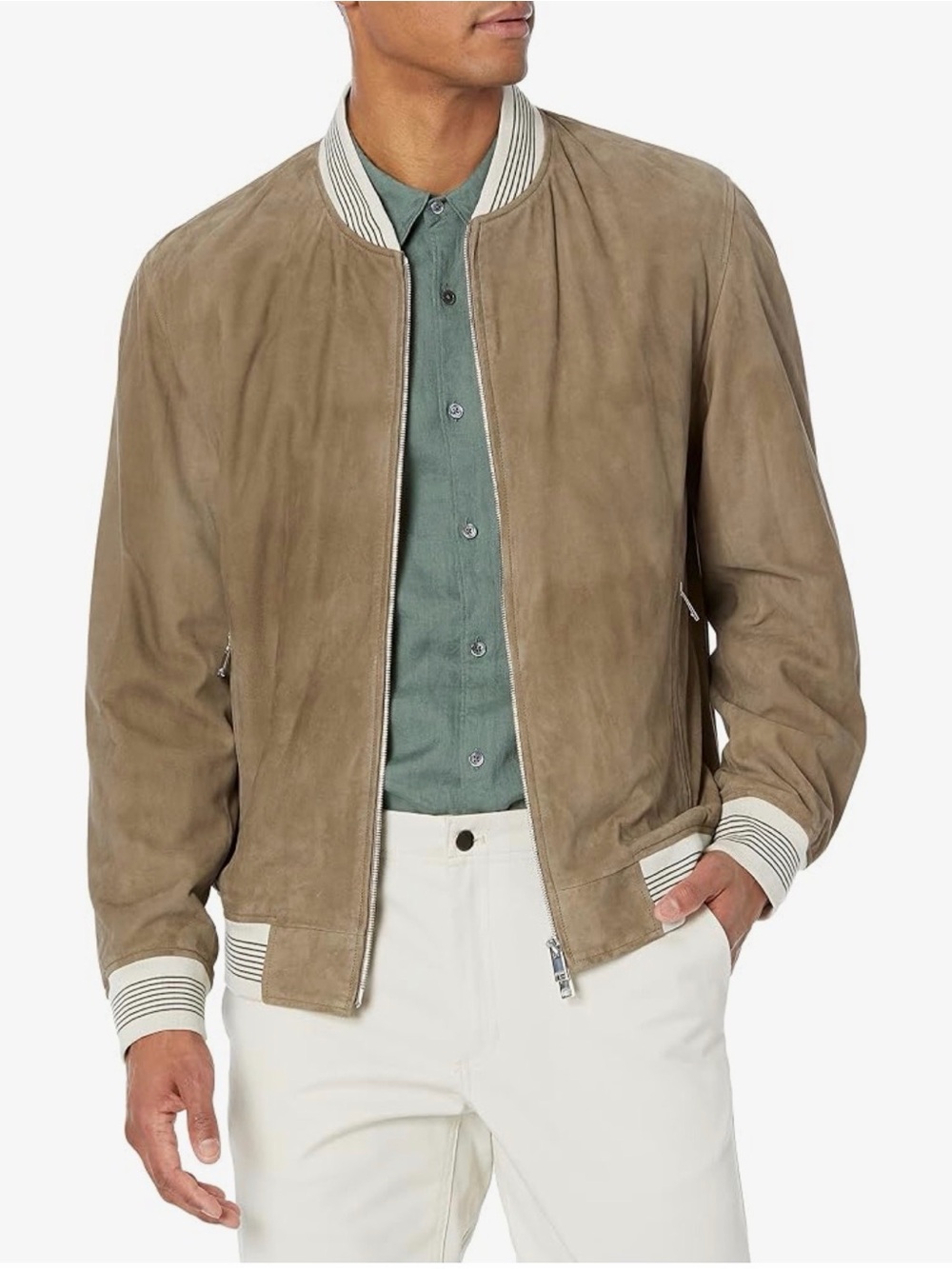 Theory XL City Bomber Reece Suede Jacket